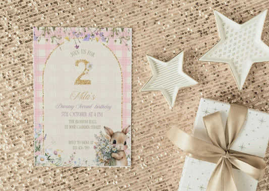 Garden Bunny Birthday Invite - MintyInvites