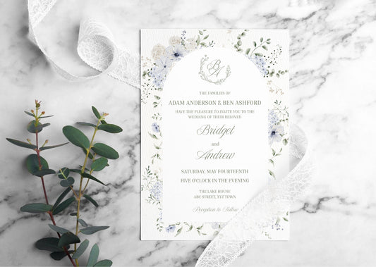 Blue Garden Romance wedding - Mintyinvites