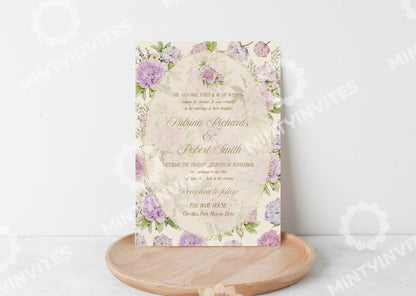 Purple Vintage Peony Wedding Invitation - Mintyinvites