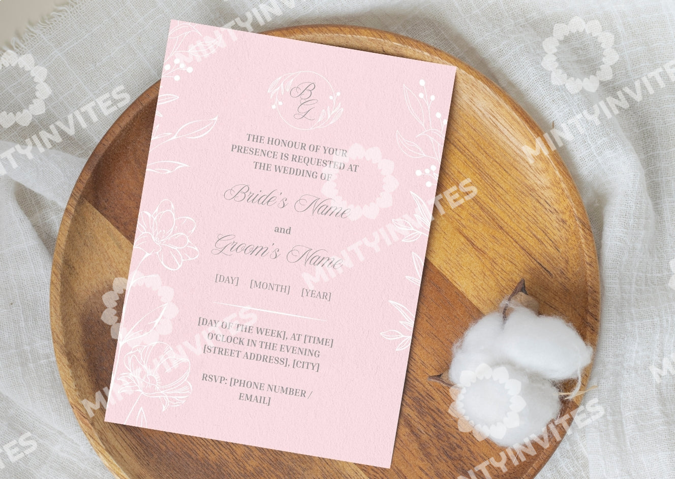 Blush Romance Wedding Invitation - MintyInvites