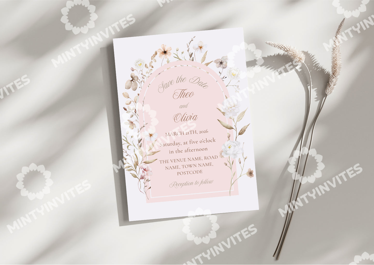 Blush Floral Invite - MintyInvites