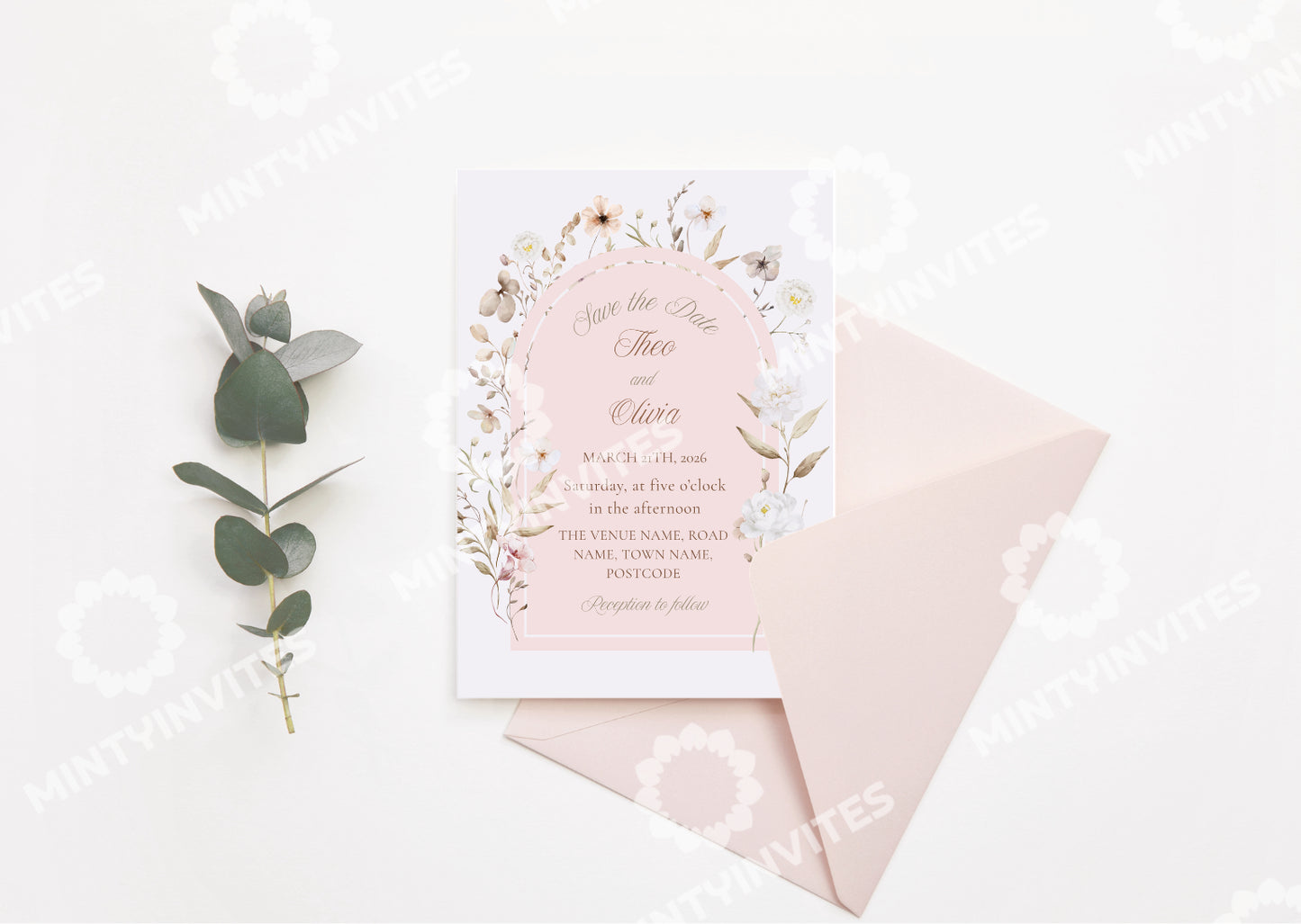 Blush Floral Invite - MintyInvites