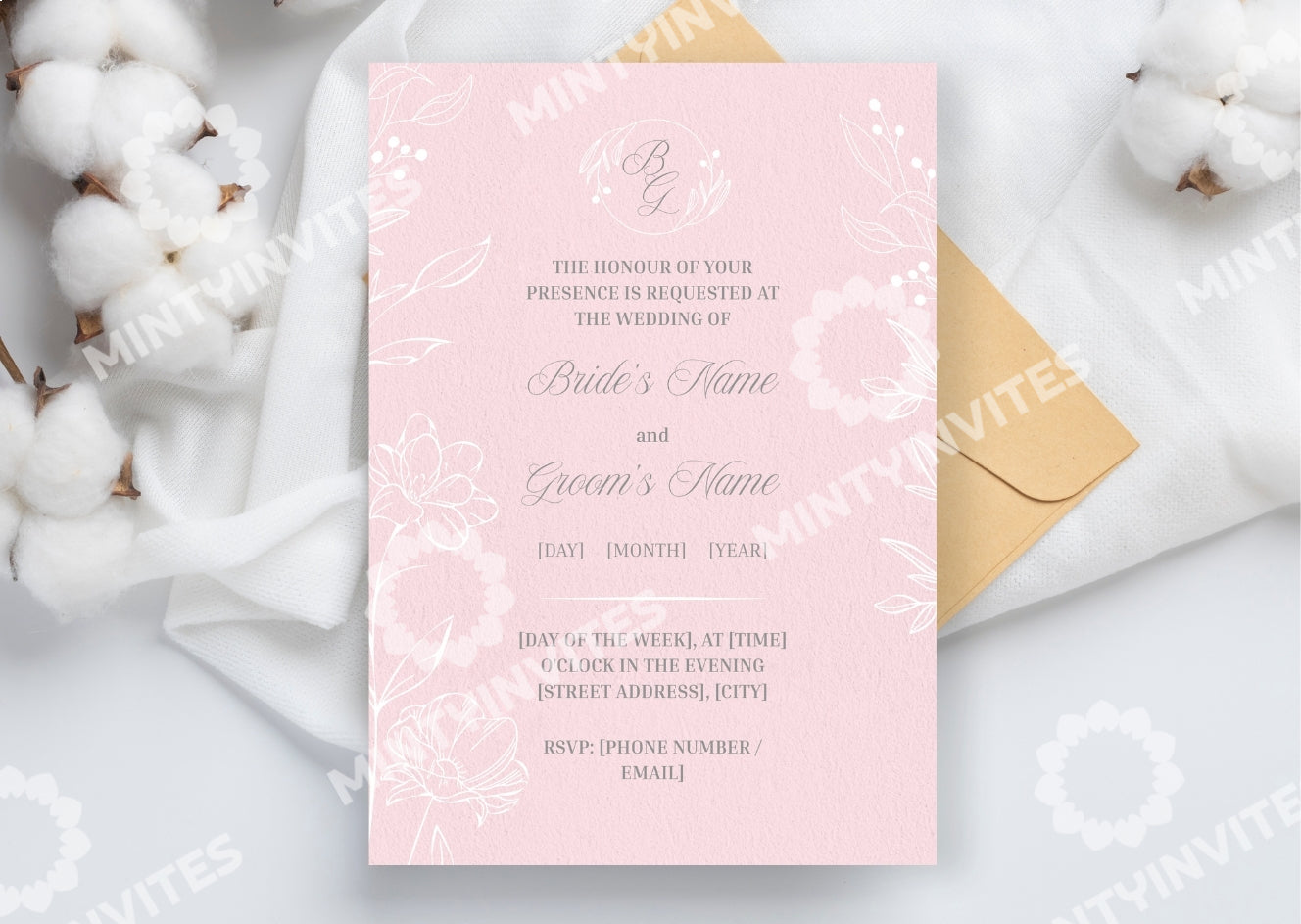Blush Romance Wedding Invitation - MintyInvites
