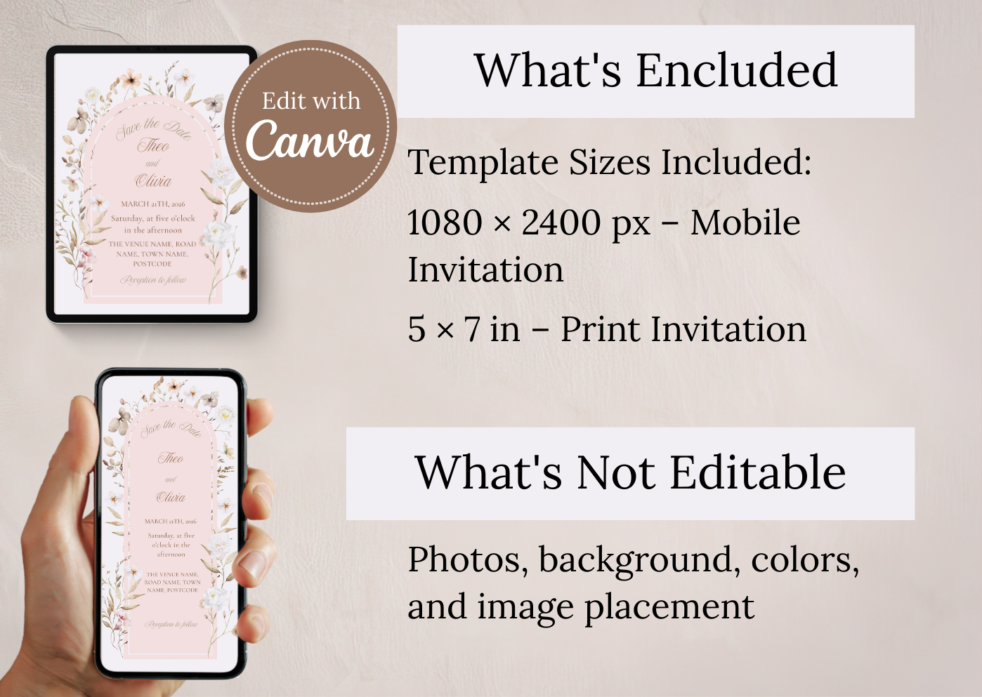 Blush Floral Invite - MintyInvites