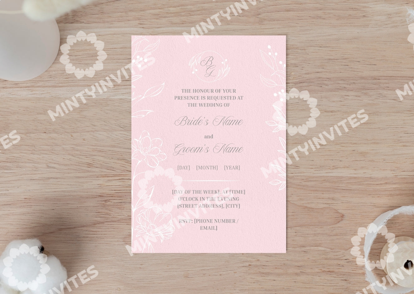 Blush Romance Wedding Invitation - MintyInvites