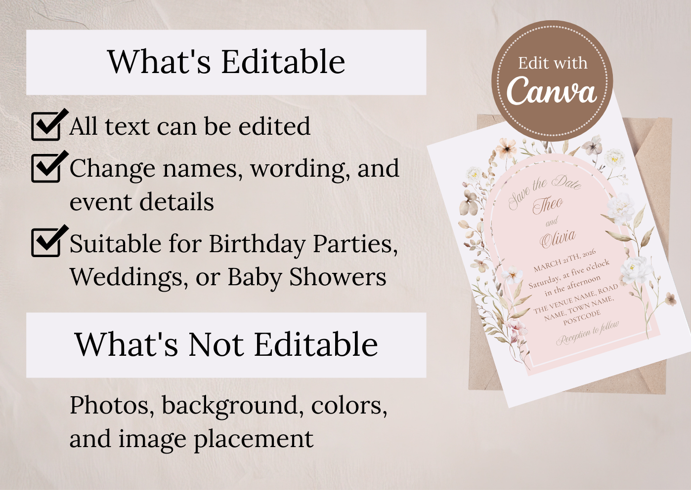 Blush Floral Invite - MintyInvites