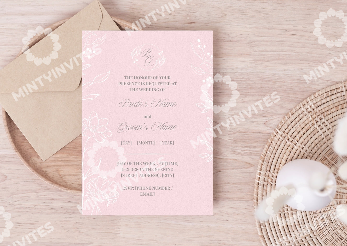 Blush Romance Wedding Invitation - MintyInvites