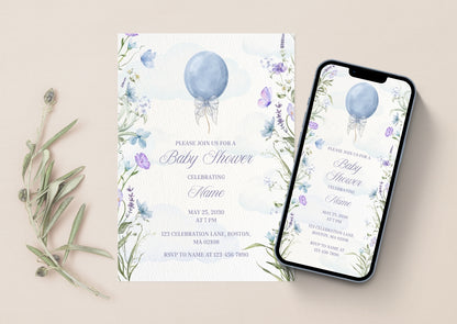 Dreamy Balloon Baby Shower invitation - Mintyinvites