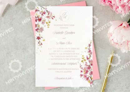 Cherry Blossom Wedding Invitation - Mintyinvites