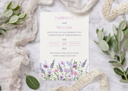 Purple Wildflower Wedding Invite - Mintyinvites