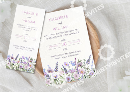 Purple Wildflower Wedding Invite - Mintyinvites