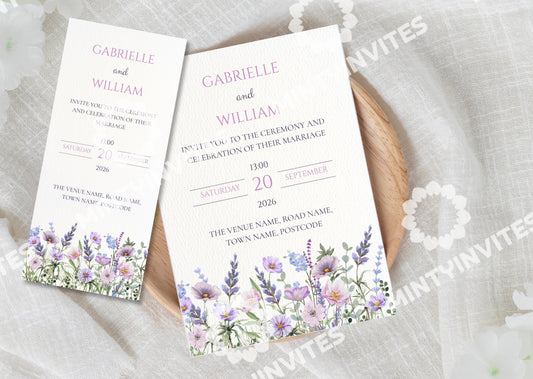 Purple Wildflower Wedding Invite - Mintyinvites
