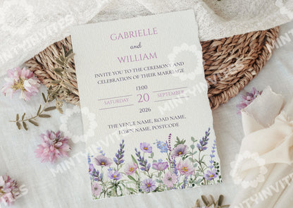 Purple Wildflower Wedding Invite - Mintyinvites