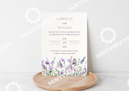 Purple Wildflower Wedding Invite - Mintyinvites