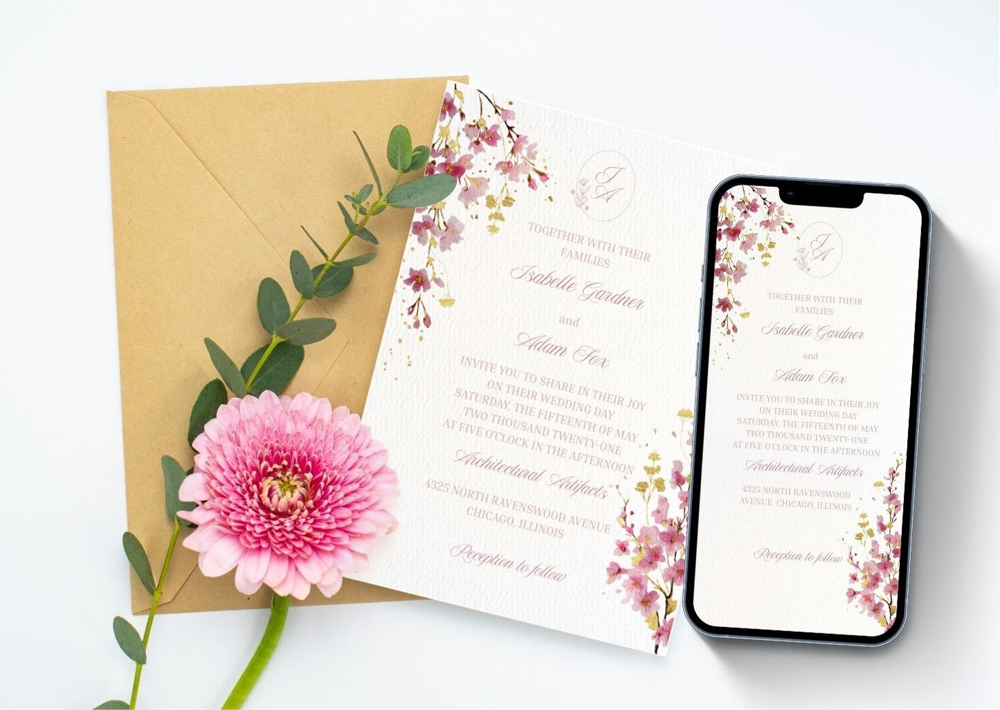 Cherry Blossom Wedding Invitation - Mintyinvites