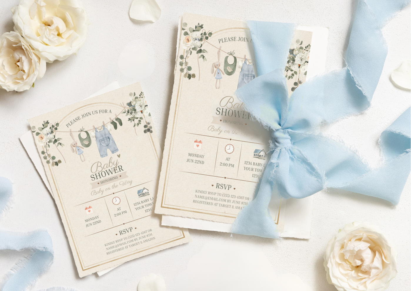 Boho Sage Green baby shower - Mintyinvites