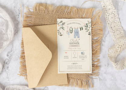 Boho Sage Green baby shower - Mintyinvites