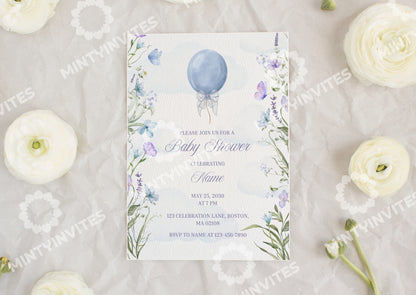 Dreamy Balloon Baby Shower invitation - Mintyinvites