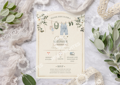 Boho Sage Green baby shower - Mintyinvites