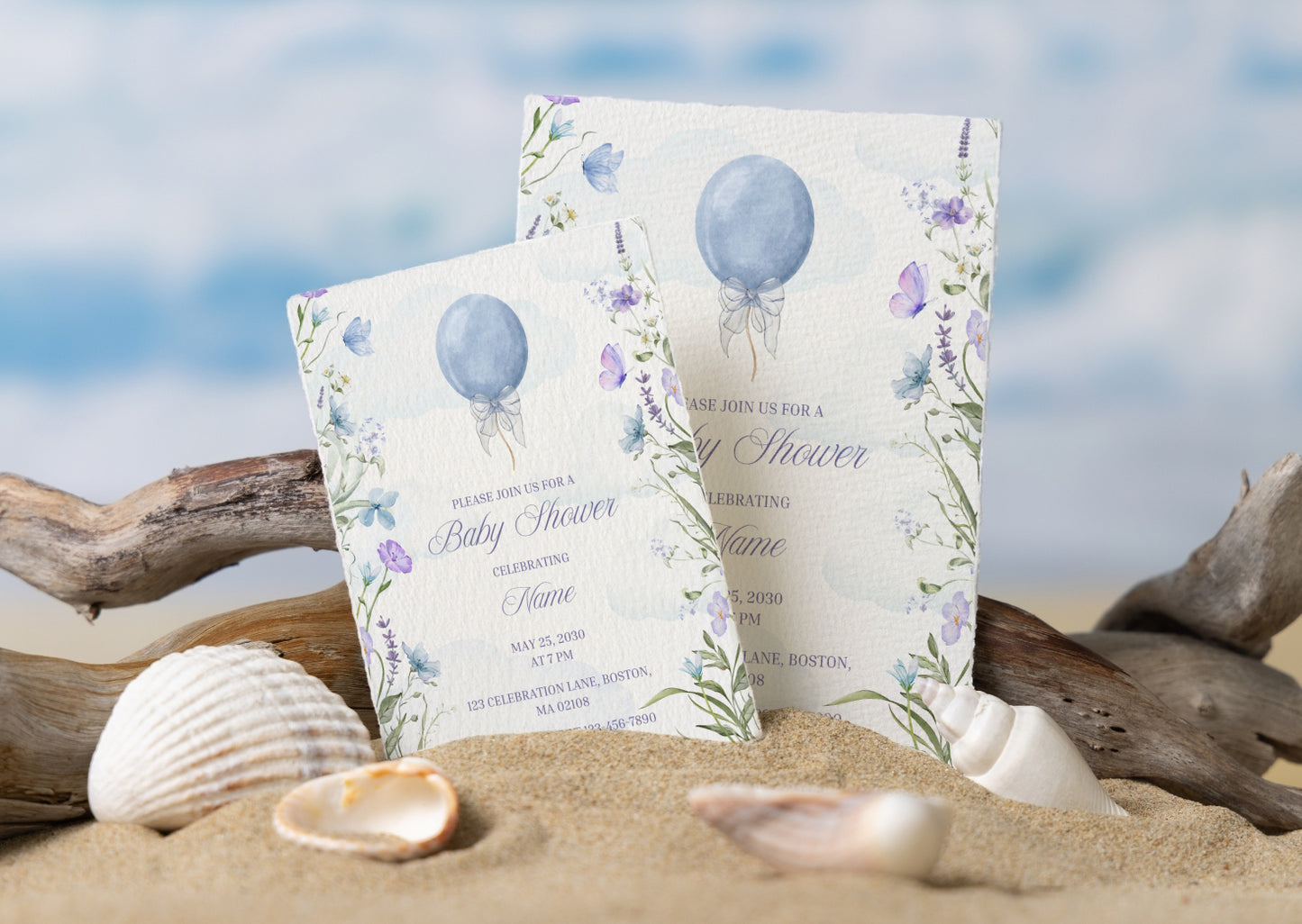 Dreamy Balloon Baby Shower invitation - Mintyinvites