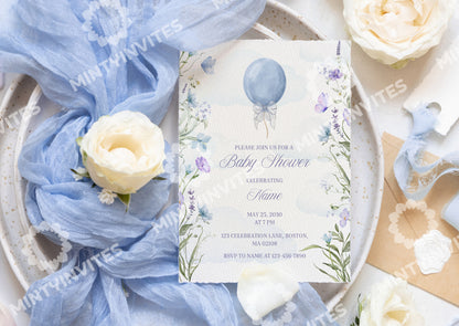 Dreamy Balloon Baby Shower invitation - Mintyinvites