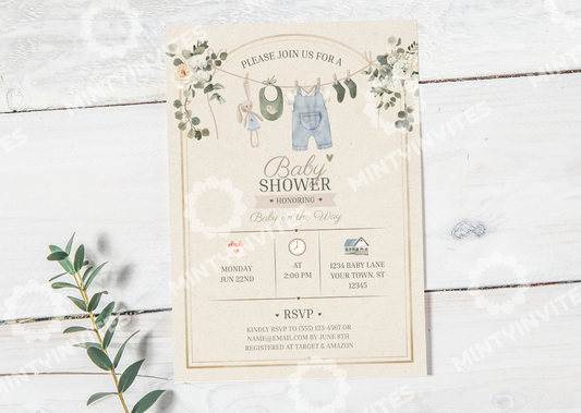 Boho Sage Green baby shower - Mintyinvites