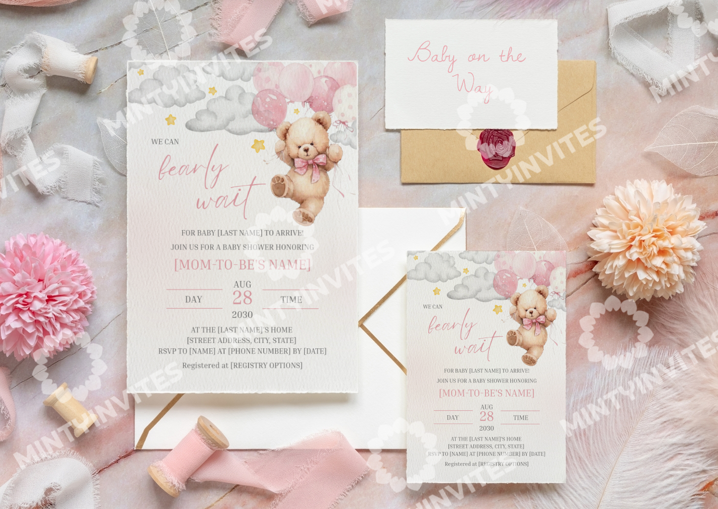 Teddy Bear Baby Shower invitation - Mintyinvites