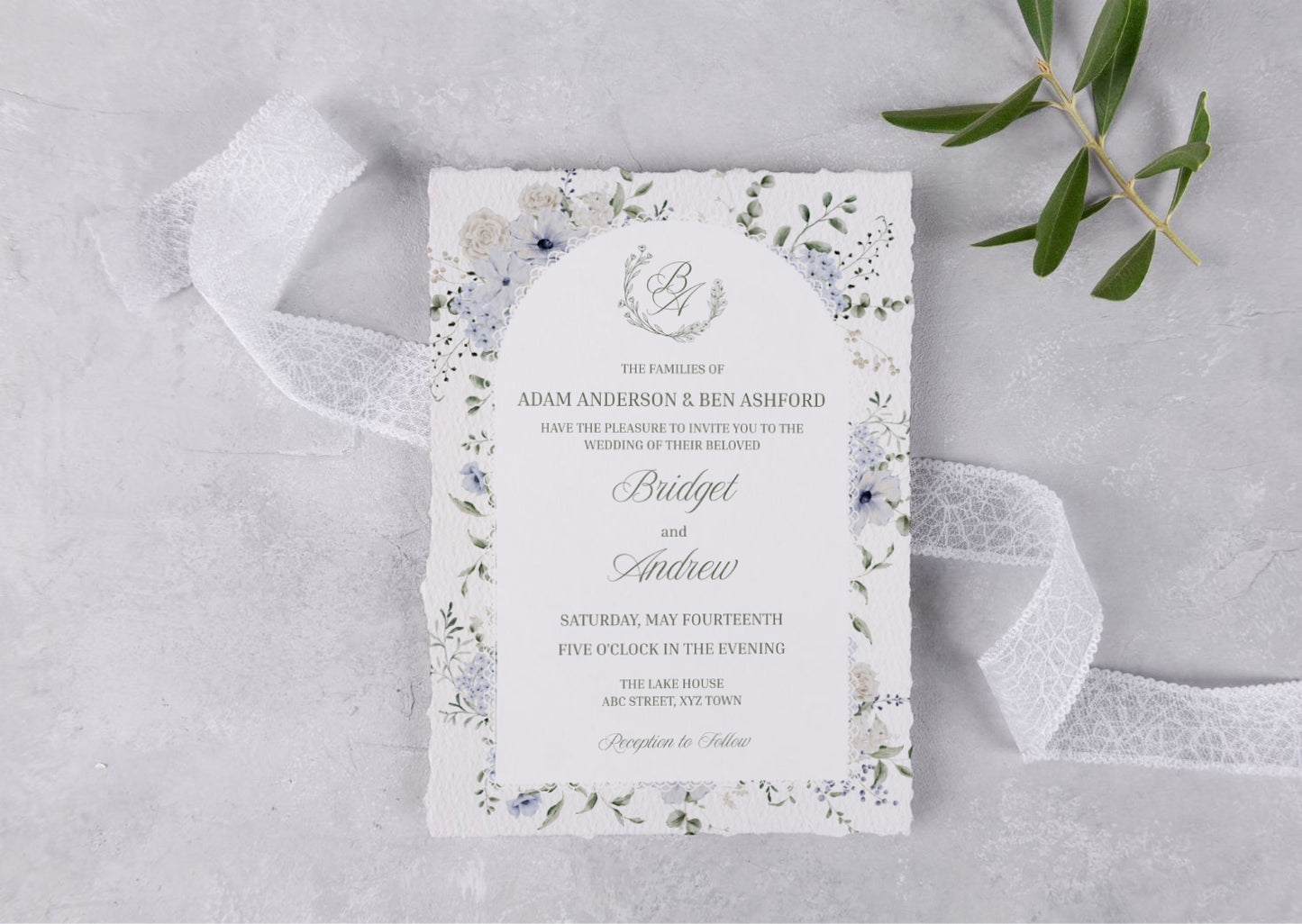 Blue Garden Romance wedding - Mintyinvites