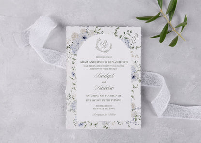 Blue Garden Romance wedding - Mintyinvites