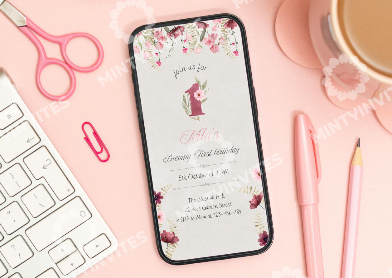 Dreamy Blossom Birthday Invitation - MintyInvites