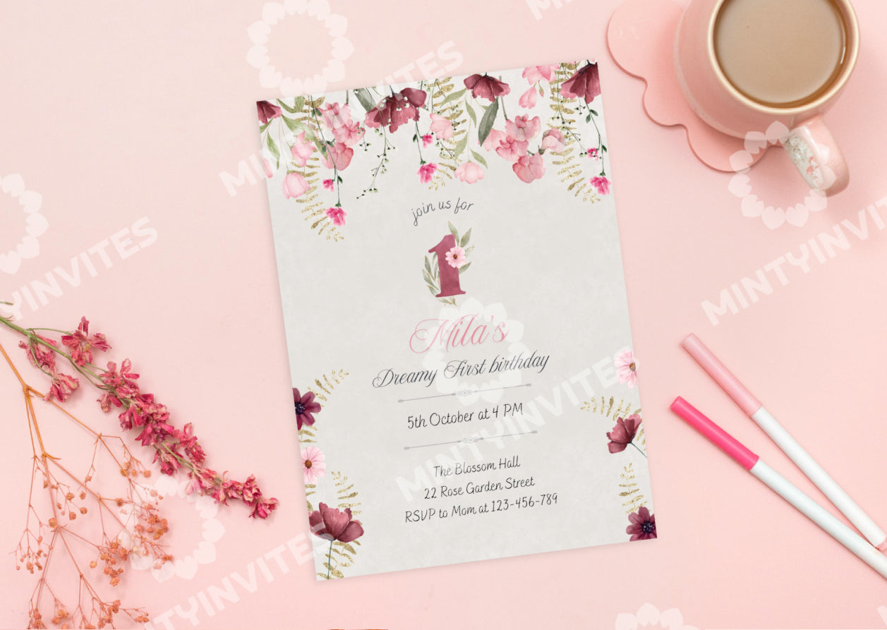 Dreamy Blossom Birthday Invitation - MintyInvites