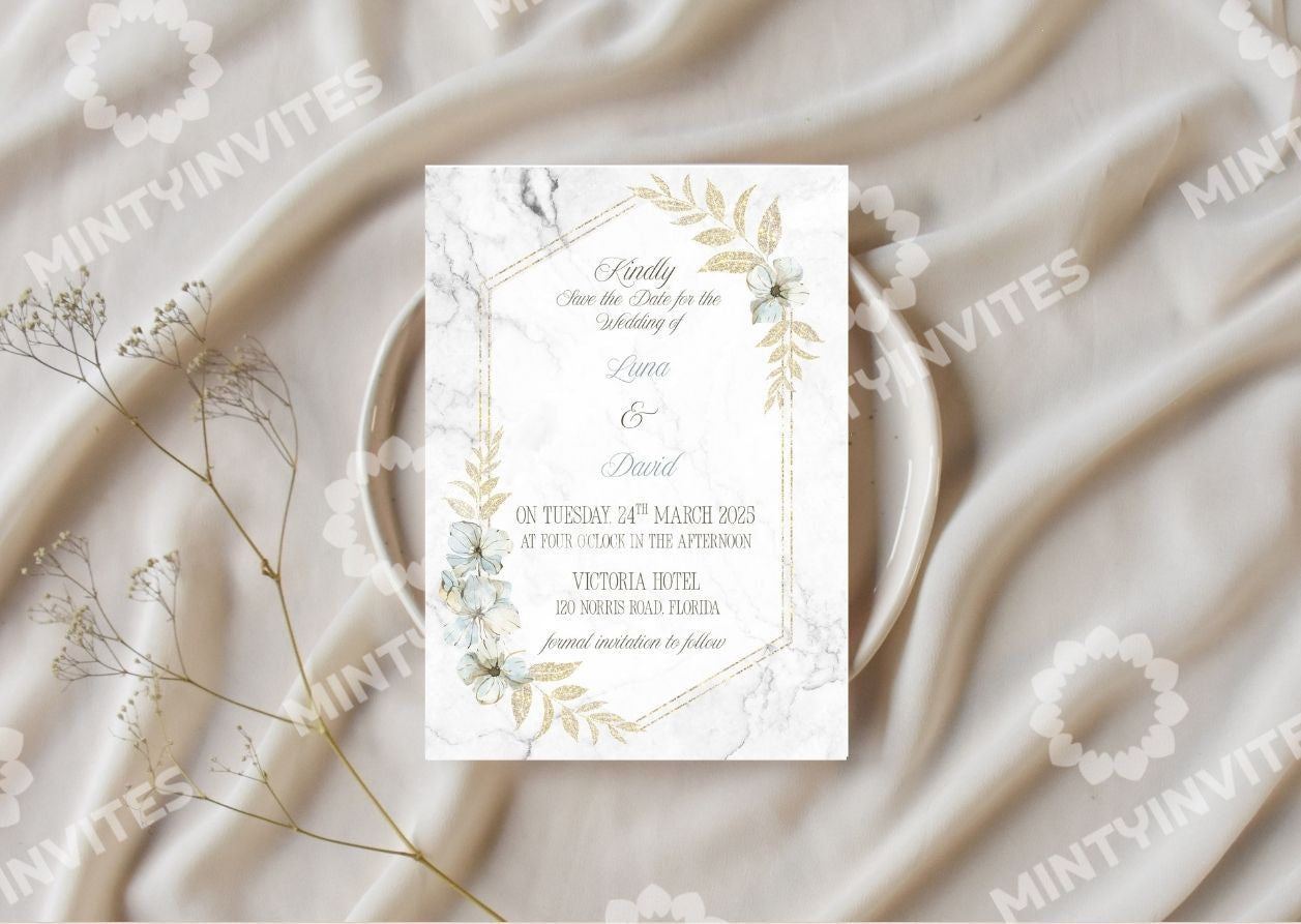 Marble & Gold Invite - MintyInvites