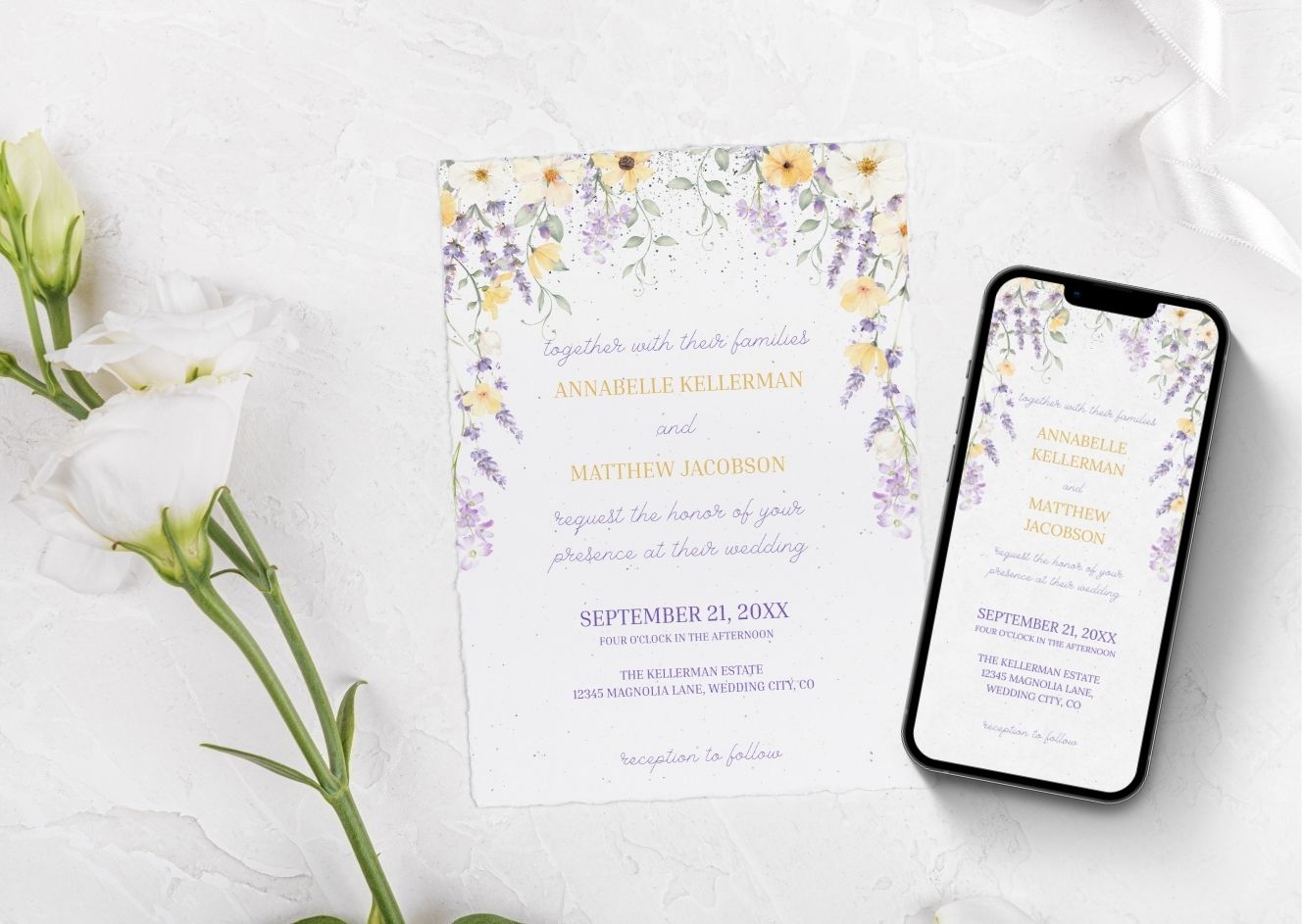 Lavender Meadow Wedding Invitation - Mintyinvites