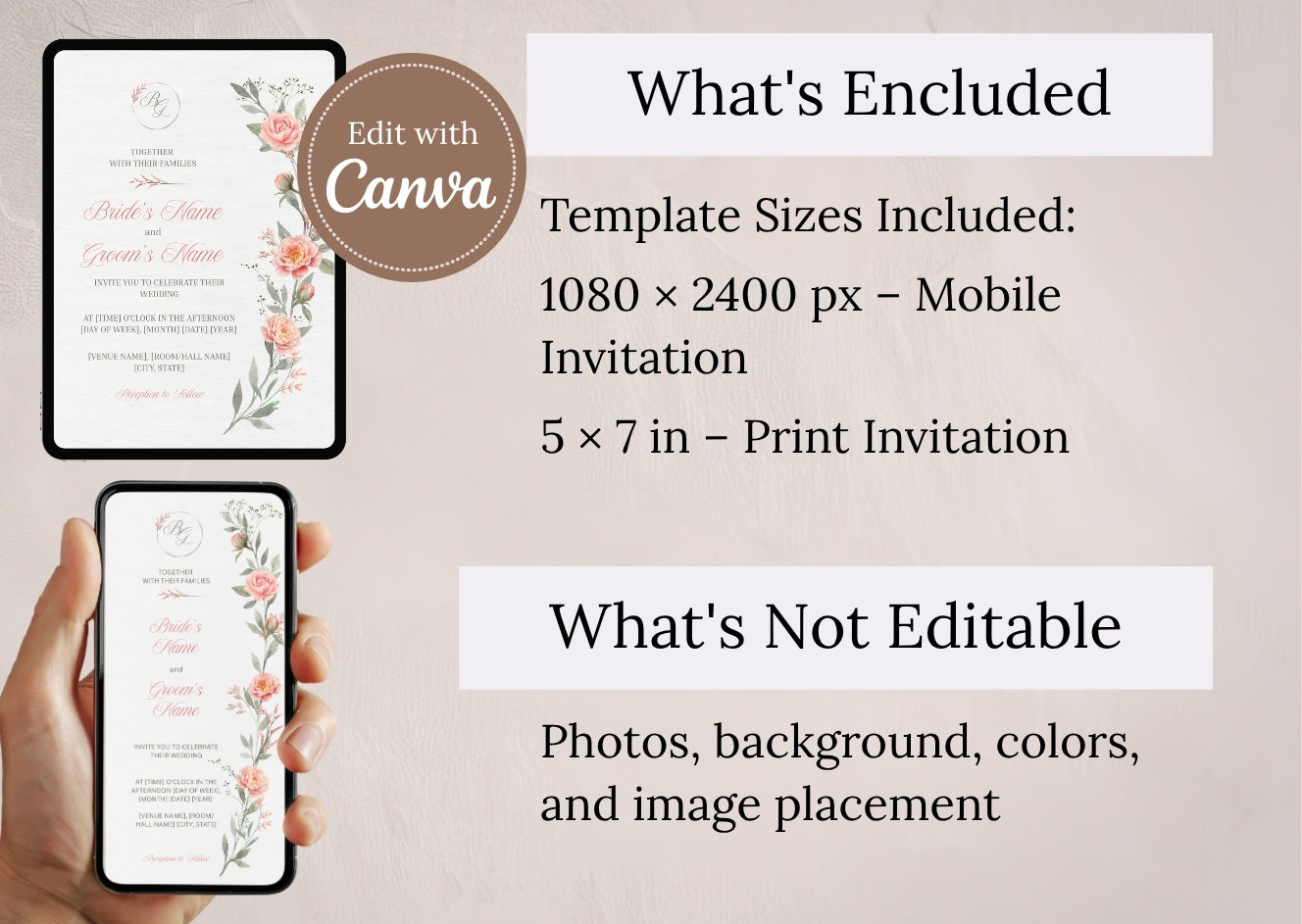 Peach Peony Wedding Invitation - Mintyinvites