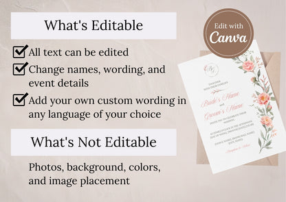 Peach Peony Wedding Invitation - Mintyinvites