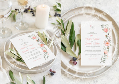 Peach Peony Wedding Invitation - Mintyinvites