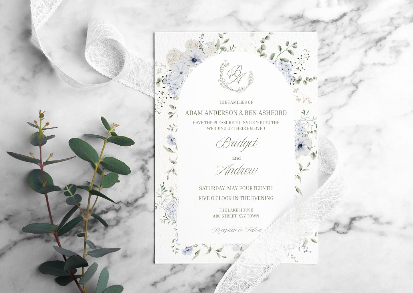 Blue Garden Romance wedding - Mintyinvites