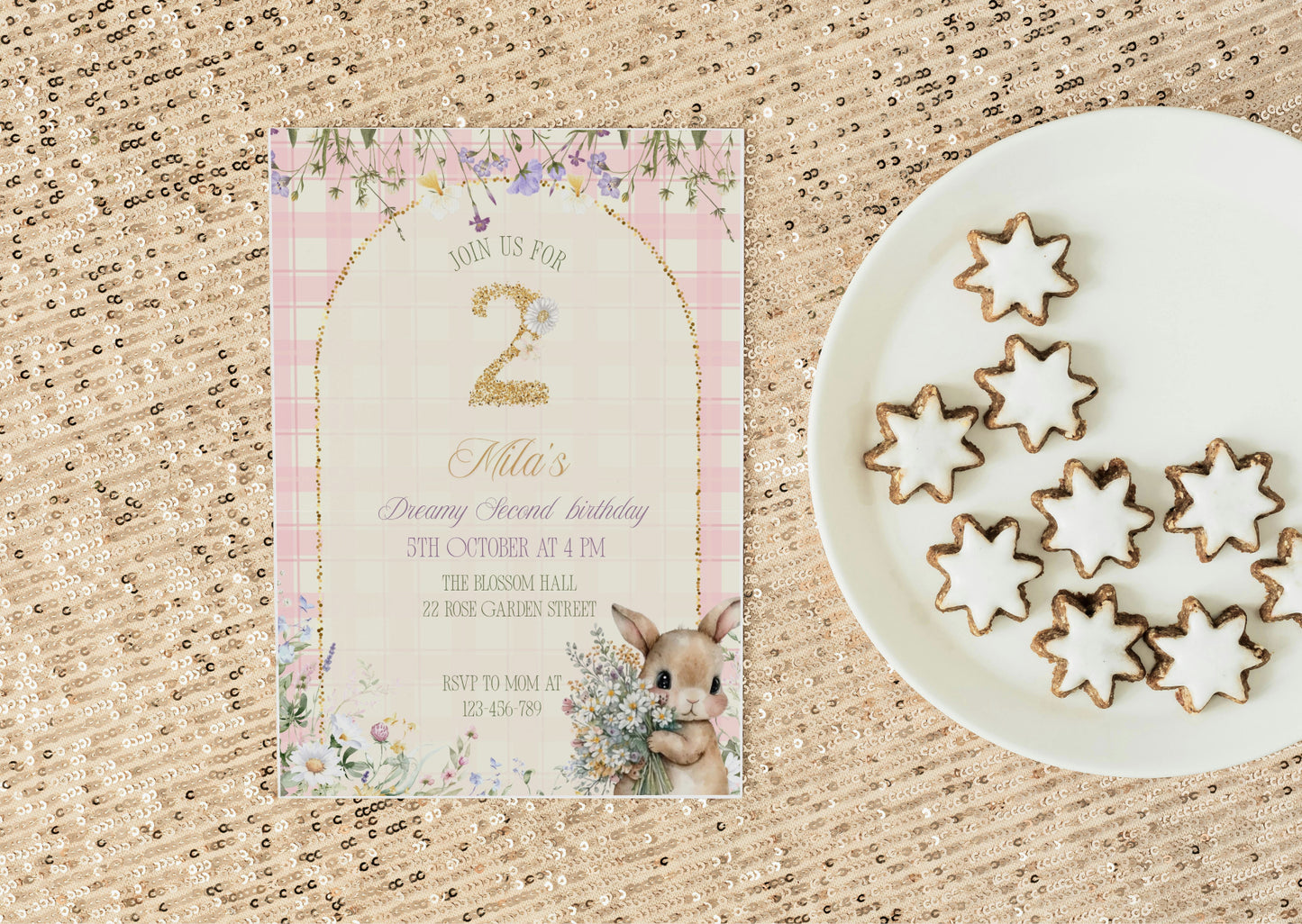 Garden Bunny Birthday Invite - MintyInvites