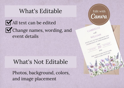 Purple Wildflower Wedding Invite - Mintyinvites