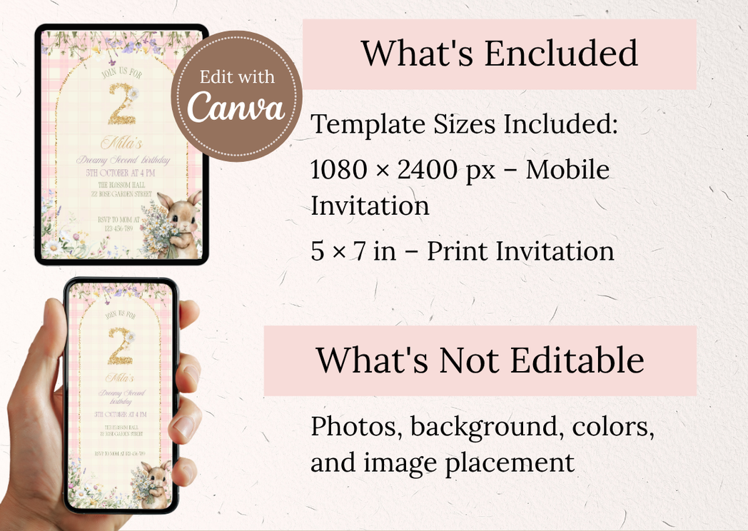 Garden Bunny Birthday Invite - MintyInvites