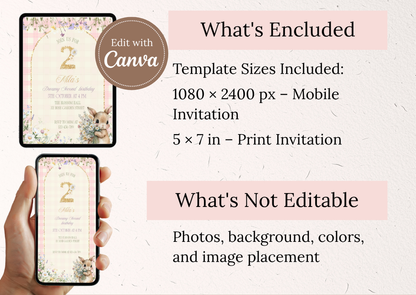 Garden Bunny Birthday Invite - MintyInvites