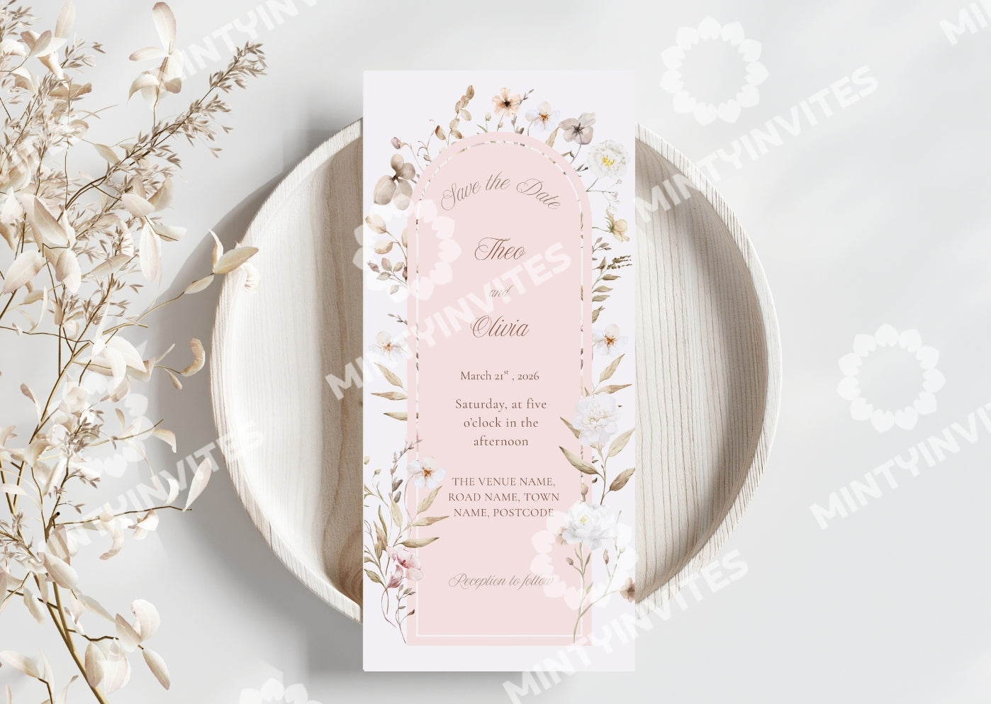 Blush Floral Wedding Invite - MintyInvites