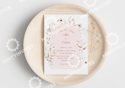 Blush Floral Wedding Invite - MintyInvites