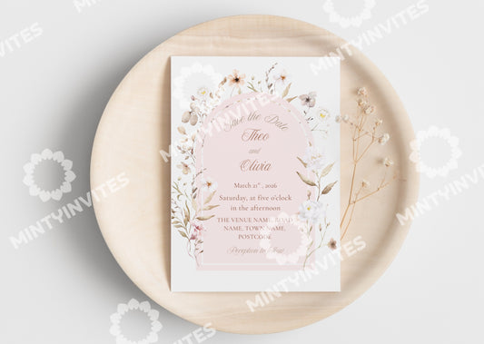 Blush Floral Wedding Invite - MintyInvites