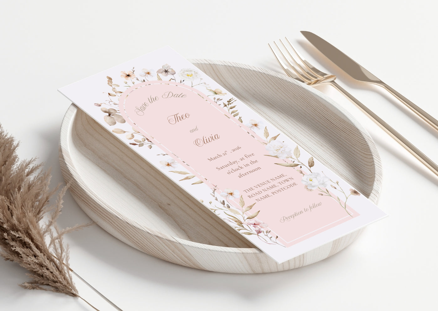 Blush Floral Wedding Invite - MintyInvites