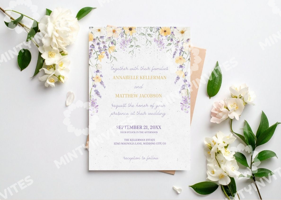 Lavender Meadow Wedding Invitation - Mintyinvites