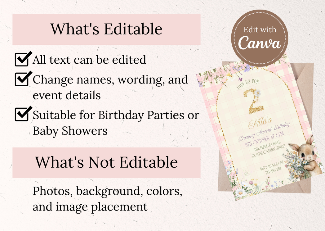 Garden Bunny Birthday Invite - MintyInvites