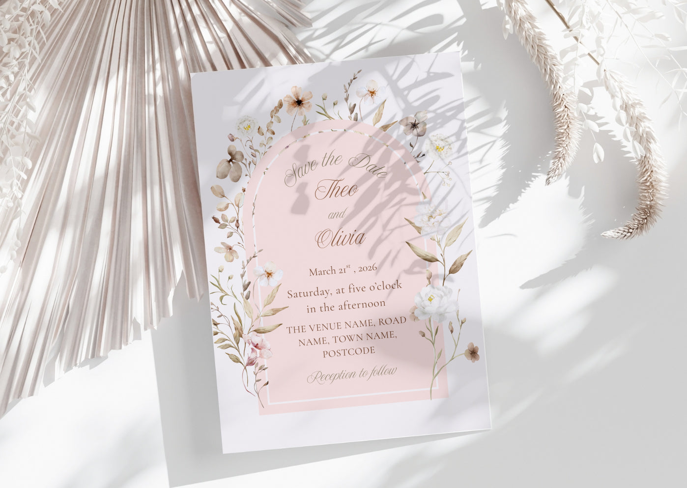 Blush Floral Wedding Invite - MintyInvites