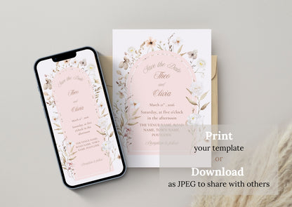 Blush Floral Wedding Invite - MintyInvites