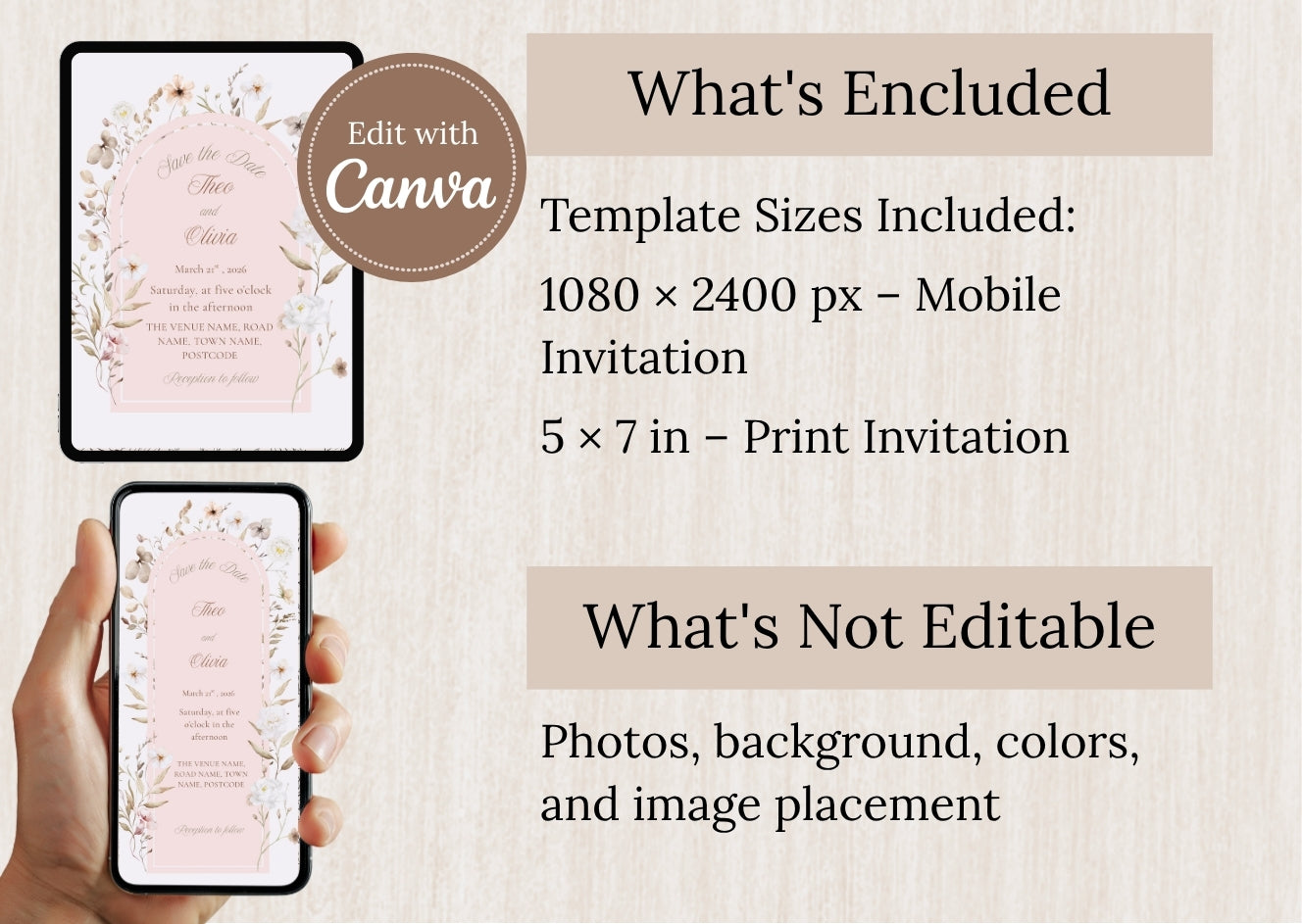 Blush Floral Wedding Invite - MintyInvites